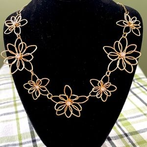 Gold and Rhinestone Floral Necklace